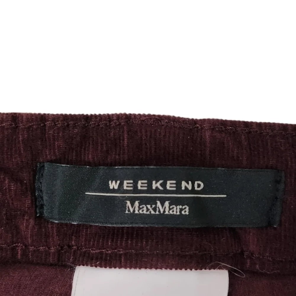 Max Mara Pants Womens 6 Burgundy‎ Corduroy Stretch Leggings Fit Weekend